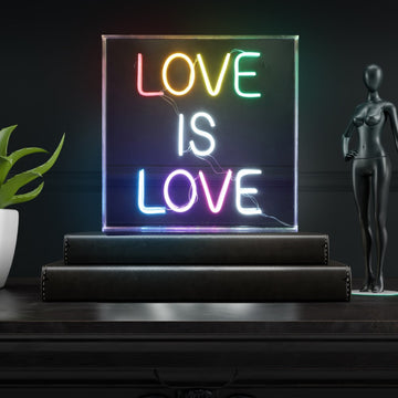 Love Is Love Square Contemporary Glam Acrylic Box USB Operated LED Neon Light - JONATHAN Y